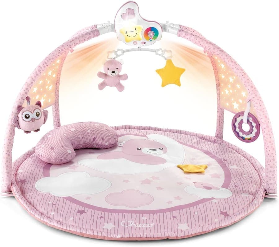 Chicco Enjoy Colours, 3-in-1 Pink Multifunction Electronic Toy with Play Mat, Star Projector, Removable Night Light and Relaxing Music – Baby Toys 0+ Months