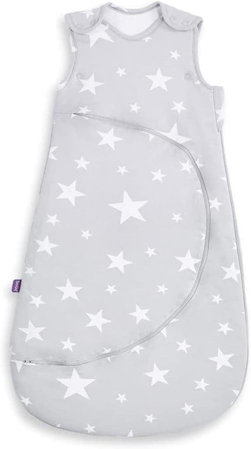 Snuz Pouch Saco de Dormir para Bebé, Algodón Supersuave, Facilita el Cambio Nocturno, Ideal Recién Nacidos, Estrellas Blancas 0-6 Meses 2.5 TOG