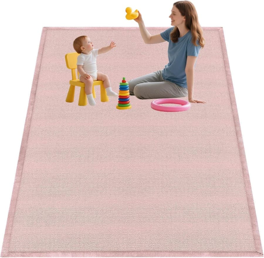 Alfombra de Juegos Infantil, Acolchada 150 x 180 cm, Alfombra de Gateo Antideslizante para Bebé, Lavable, Pelo Corto de 2 cm de Grosor, Alfombra Infantil, Alfombra para Habitación de Bebé, Adecuada para Gatear y Jugar
