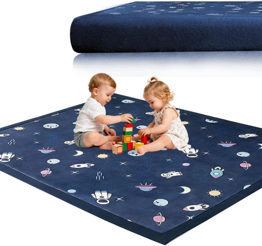 AESEMYYZ Suave Alfombra Gateo Bebe, Alfombras de Infantil Habitacion, Dormitorio de 2 CM de Espesor, Alfombra Salon Pelo Corto, Tatami Bebe, Recién Nacido 100 x 100 cm