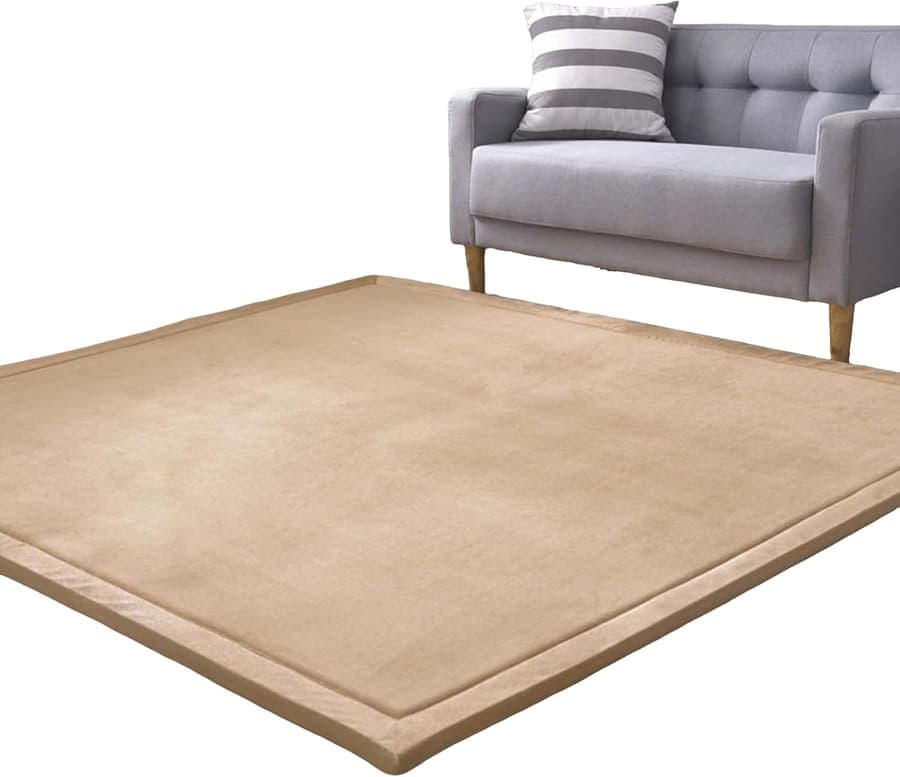 Alfombra Gatear Bebé, Alfombra de Juego para Gatear Antideslizante, 2 cm Alfombra Gateo Infantil, Manta Juegos Bebes Tapete Actividades para Habitación Infantil Alfombra de Tatami Beige 80 x 200 cm
