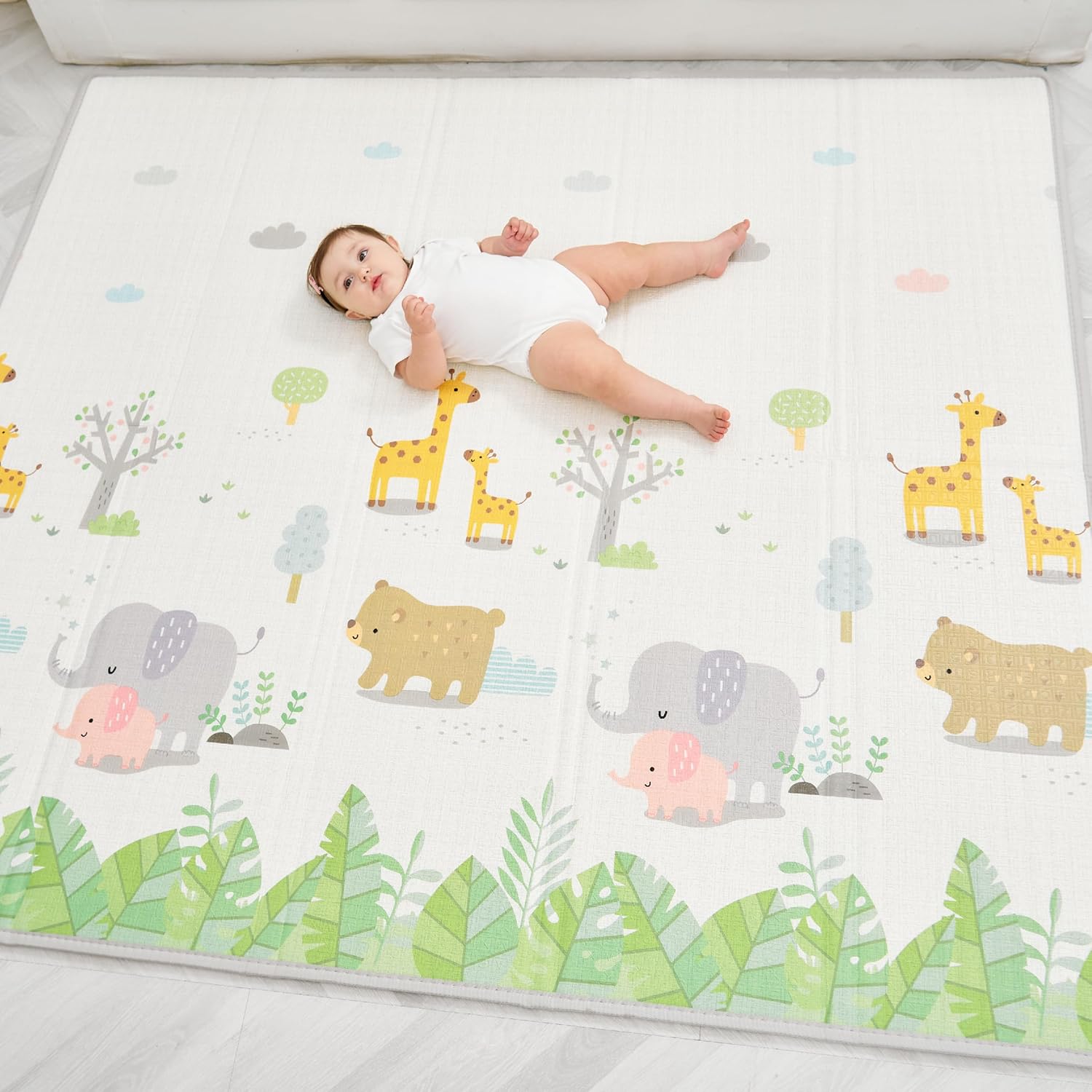 Alfombra de Bebé Acolchada Plegable 180 x 200 x 1,5 cm – Gimnasio de Bebé – Manta de Juegos – Alfombra de Actividades Impermeable Reversible – Gimnasio Infantil – Regalo para Bebé
